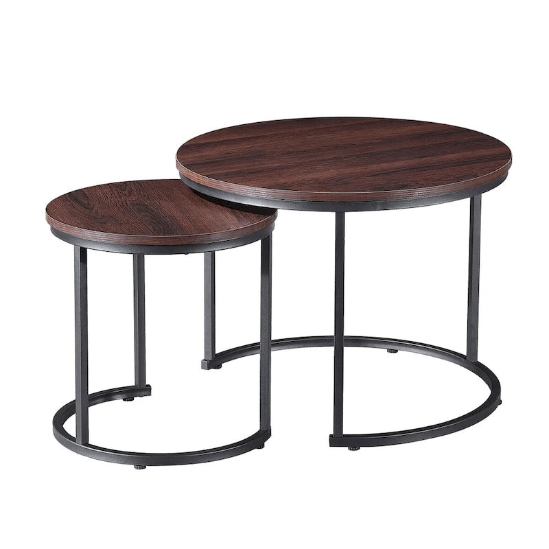 Lot de 2 tables basses gigognes modernes Ledel