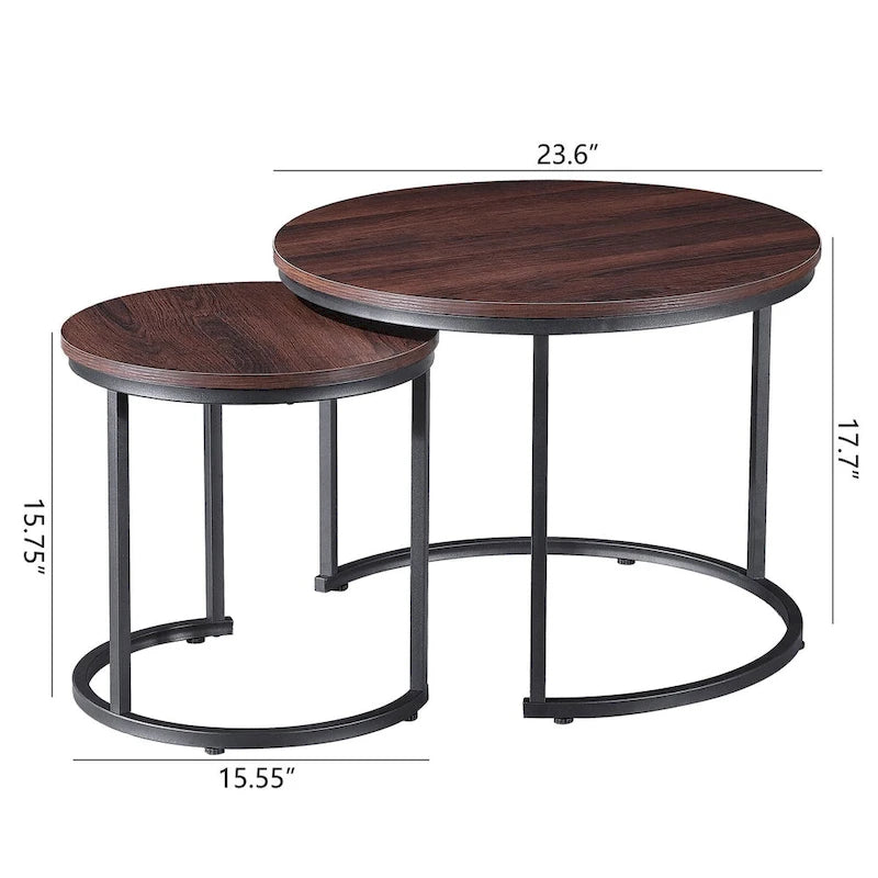 Lot de 2 tables basses gigognes modernes Ledel