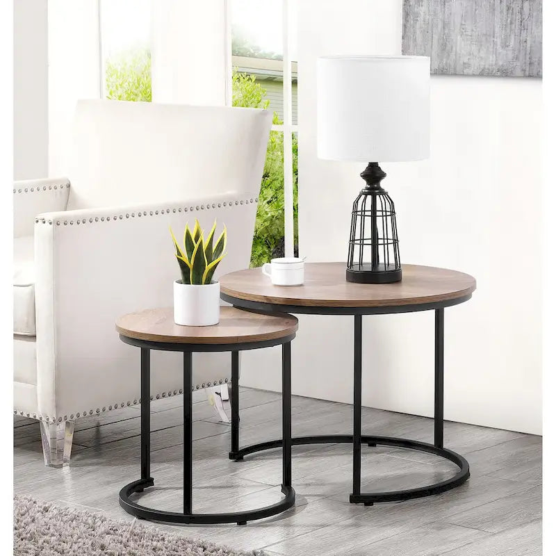 Lot de 2 tables basses gigognes modernes Ledel