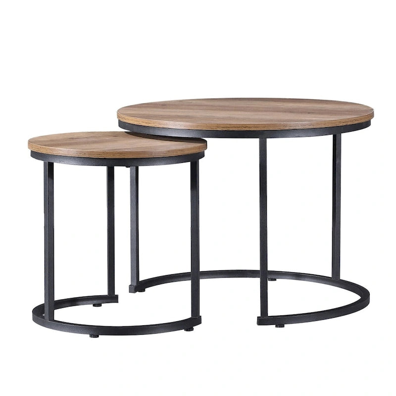 Lot de 2 tables basses gigognes modernes Ledel