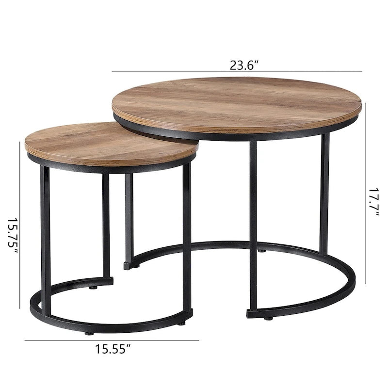 Lot de 2 tables basses gigognes modernes Ledel