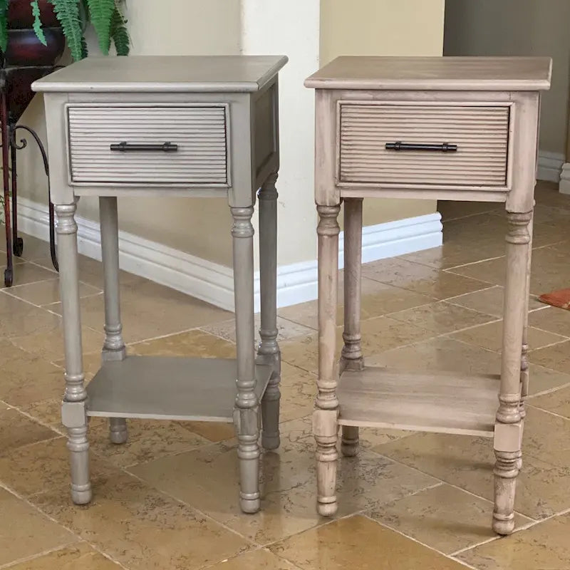 Table d'appoint d'extrémité Vera style campagnard français avec rangement