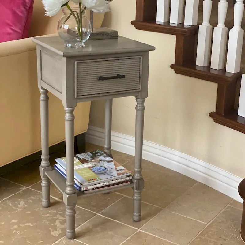 Table d'appoint d'extrémité Vera style campagnard français avec rangement