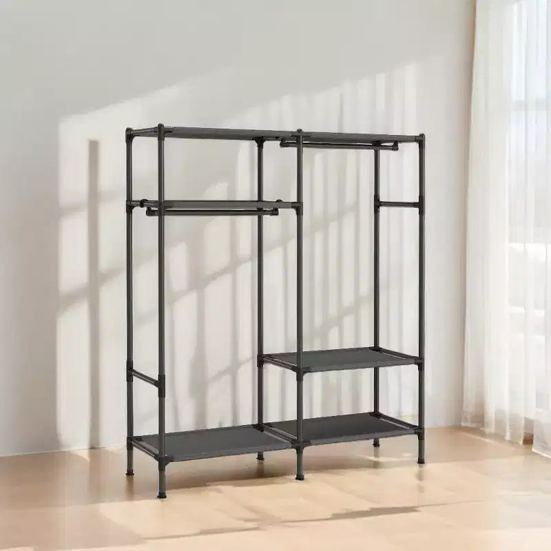 65 Inch Freestanding Portable Wardrobe Heavy Duty Clothes Rack Hanging Closet Organizer, Clothing Storage for Cloakroom and Bedroom