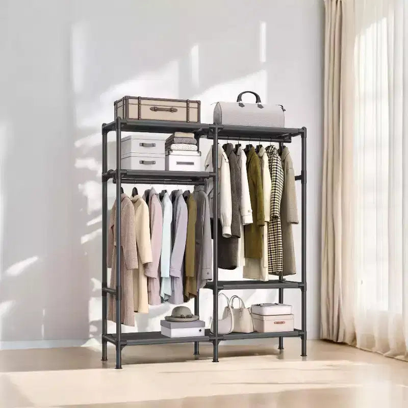 Armoire portable autoportante de 65 pouces, étagère à vêtements robuste, organisateur de placard suspendu, rangement de vêtements pour vestiaire et chambre à coucher