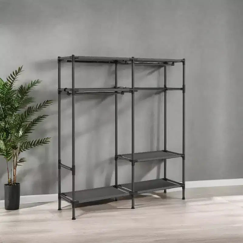 Armoire portable autoportante de 65 pouces, étagère à vêtements robuste, organisateur de placard suspendu, rangement de vêtements pour vestiaire et chambre à coucher