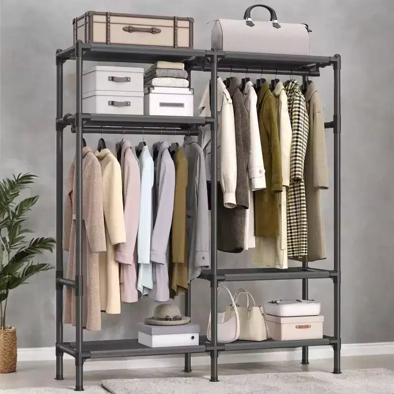Armoire portable autoportante de 65 pouces, étagère à vêtements robuste, organisateur de placard suspendu, rangement de vêtements pour vestiaire et chambre à coucher