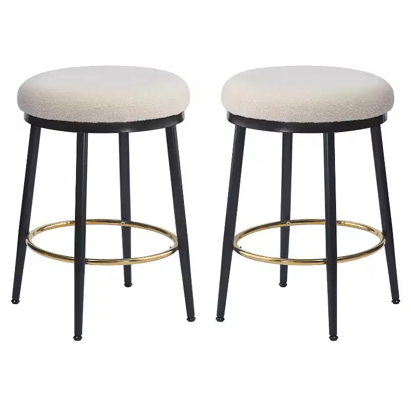 Lot de 2 tabourets de comptoir modernes rembourrés avec cadre en fer et repose-pieds, 62,8 cm