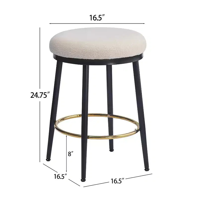 Lot de 2 tabourets de comptoir modernes rembourrés avec cadre en fer et repose-pieds, 62,8 cm