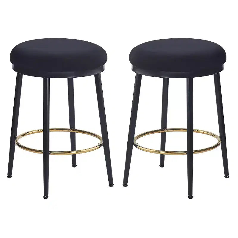 Lot de 2 tabourets de comptoir modernes rembourrés avec cadre en fer et repose-pieds, 62,8 cm