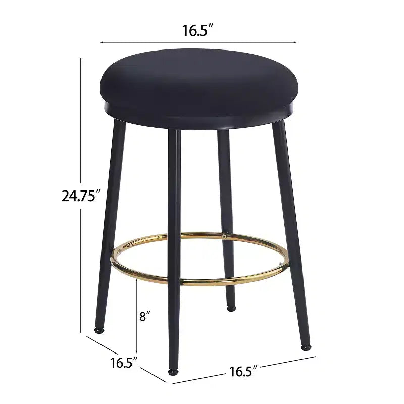 Lot de 2 tabourets de comptoir modernes rembourrés avec cadre en fer et repose-pieds, 62,8 cm