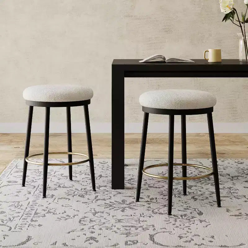 Lot de 2 tabourets de comptoir modernes rembourrés avec cadre en fer et repose-pieds, 62,8 cm
