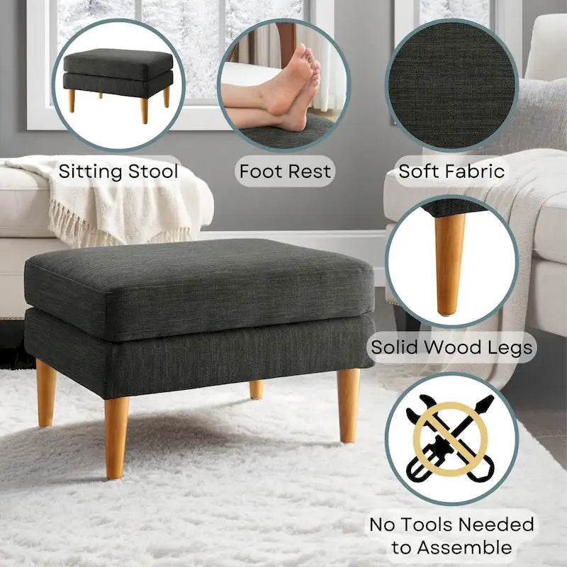 Convenience Concepts Designs4Comfort Pouf mi-siècle Marlow