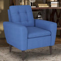 Fauteuil d'appoint en tissu capitonné avec cadre en bois de sagwan massif