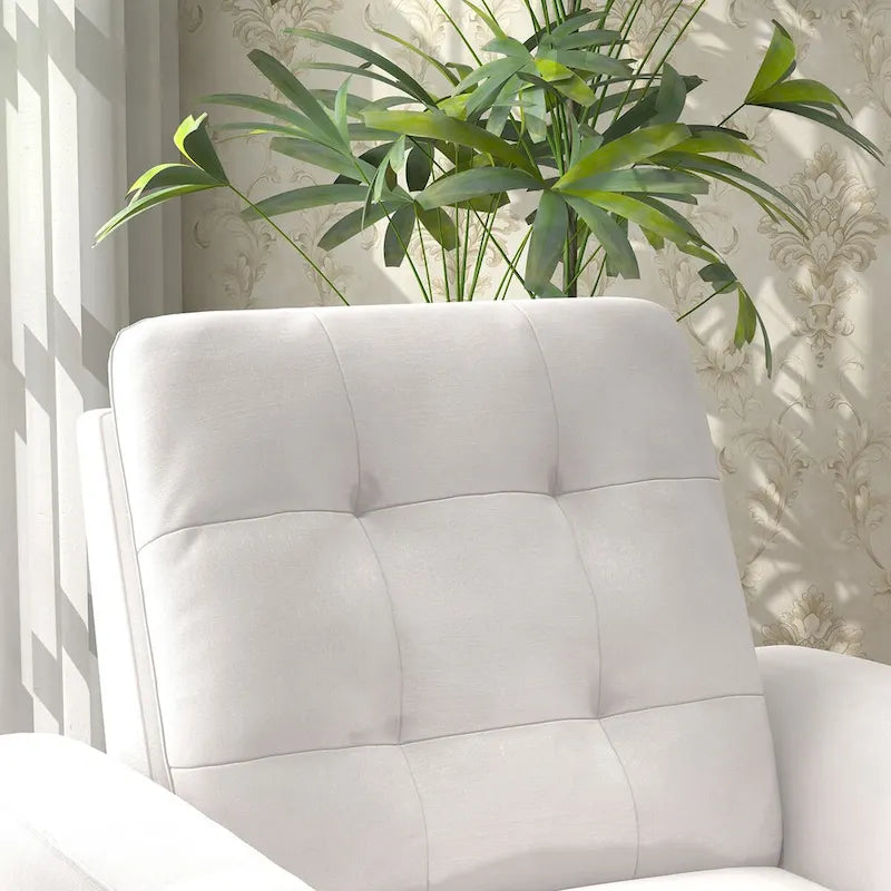 Fauteuil d'appoint en tissu capitonné avec cadre en bois de sagwan massif