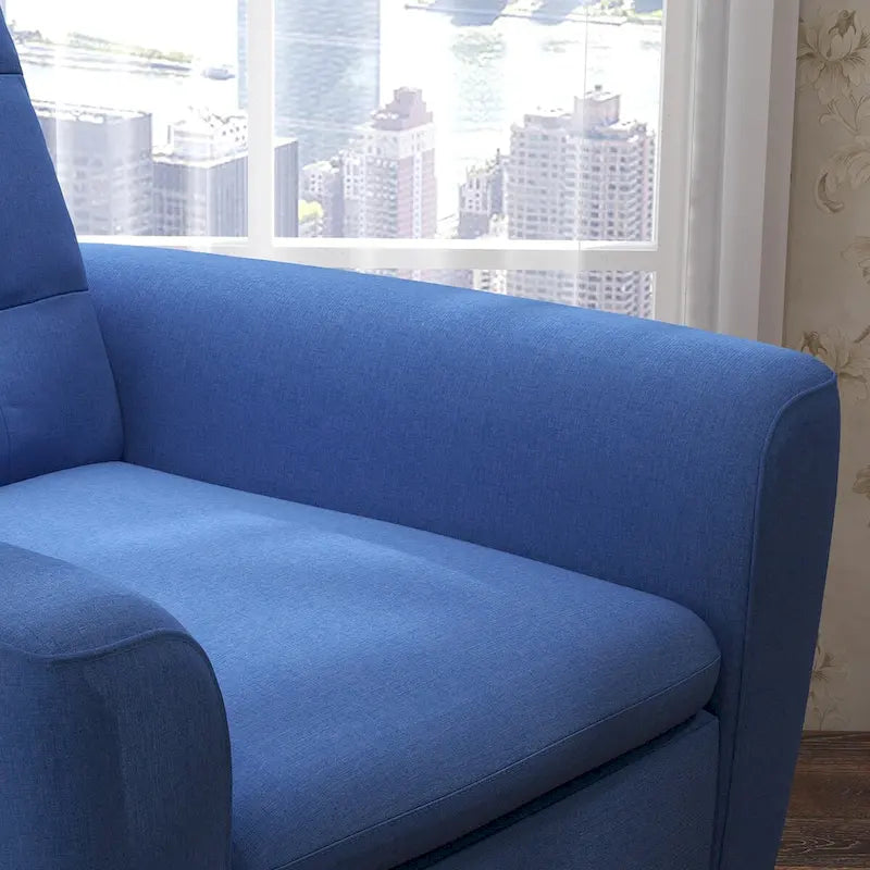 Fauteuil d'appoint en tissu capitonné avec cadre en bois de sagwan massif