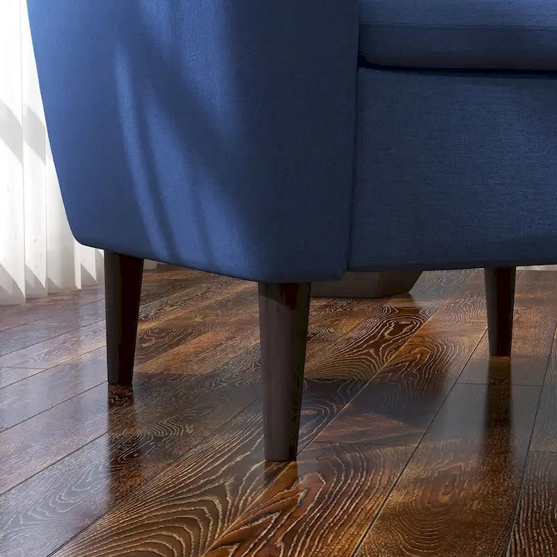 Fauteuil d'appoint en tissu capitonné avec cadre en bois de sagwan massif