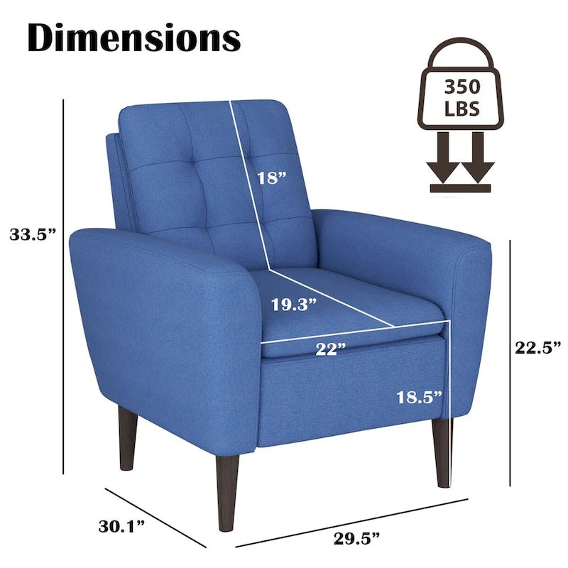 Fauteuil d'appoint en tissu capitonné avec cadre en bois de sagwan massif