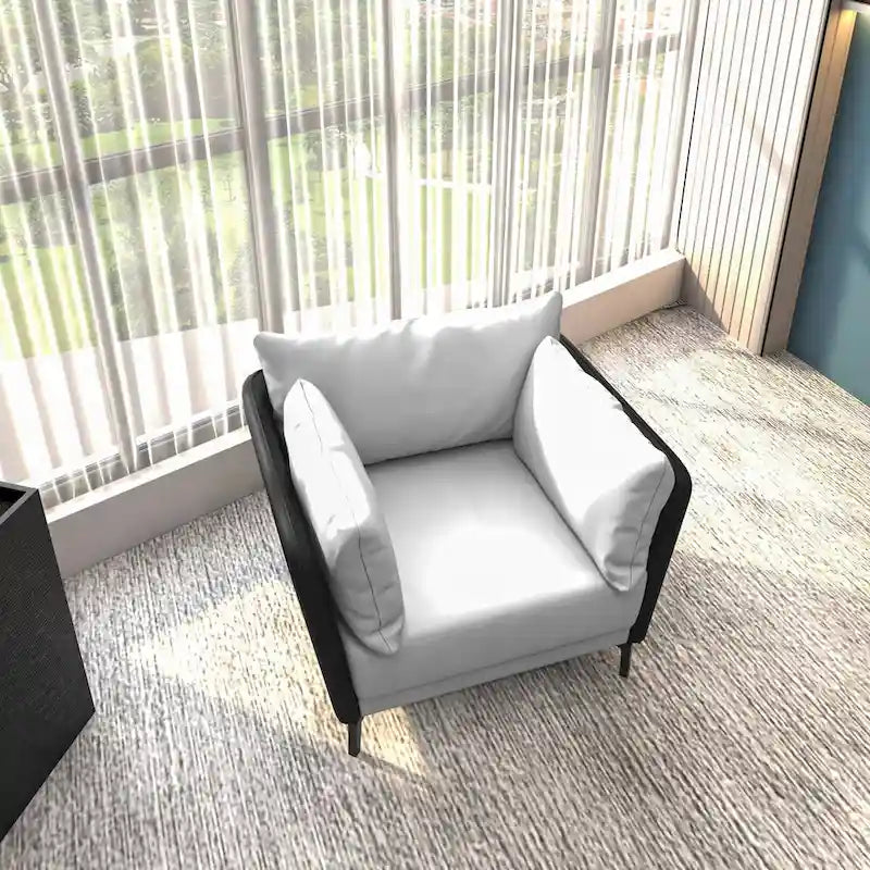 Fauteuil d'appoint moderne Luxify en cuir PU rembourré avec pieds en métal pour le salon