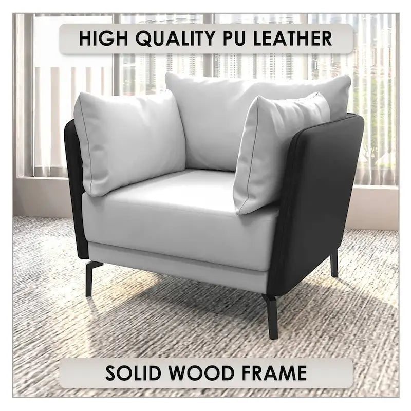 Fauteuil d'appoint moderne Luxify en cuir PU rembourré avec pieds en métal pour le salon