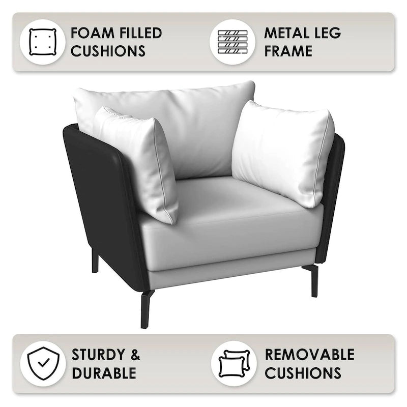 Fauteuil d'appoint moderne Luxify en cuir PU rembourré avec pieds en métal pour le salon