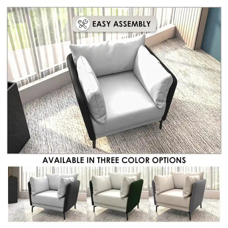 Fauteuil d'appoint moderne Luxify en cuir PU rembourré avec pieds en métal pour le salon