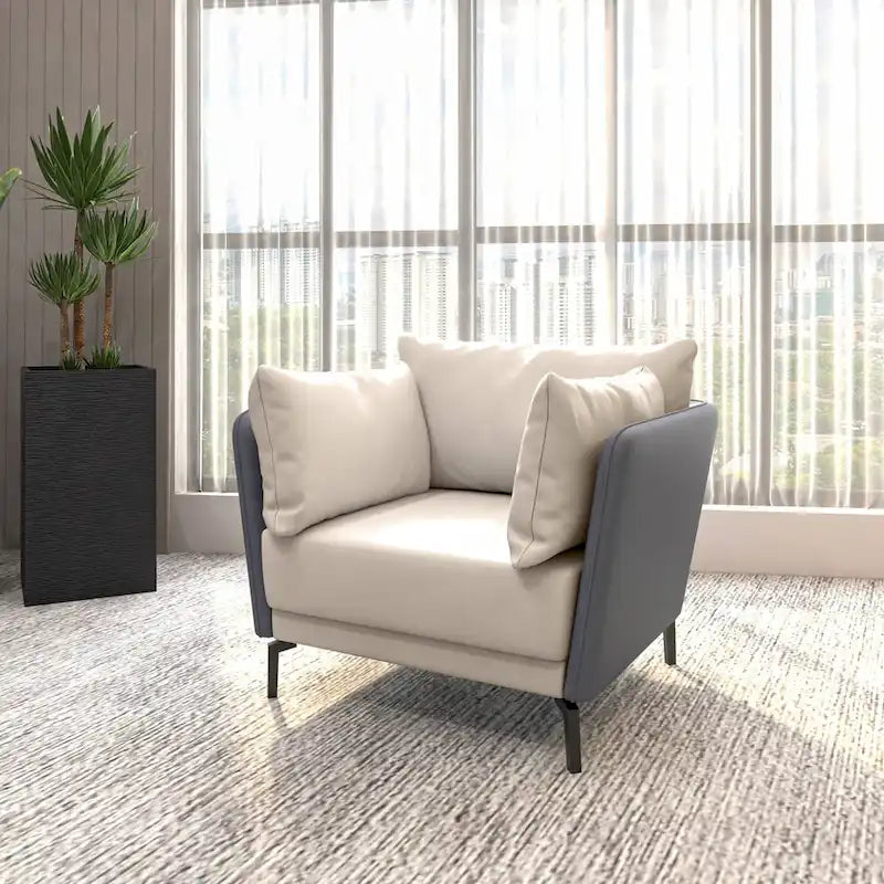 Fauteuil d'appoint moderne Luxify en cuir PU rembourré avec pieds en métal pour le salon