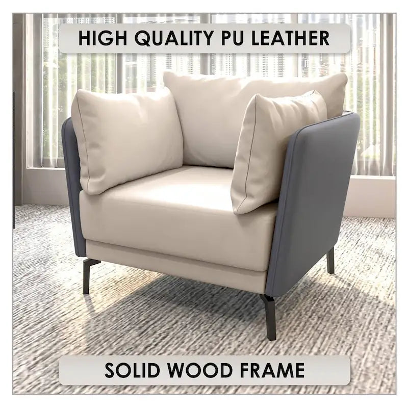 Fauteuil d'appoint moderne Luxify en cuir PU rembourré avec pieds en métal pour le salon