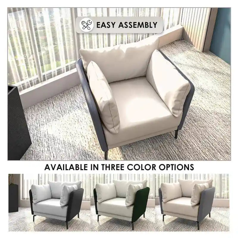 Fauteuil d'appoint moderne Luxify en cuir PU rembourré avec pieds en métal pour le salon