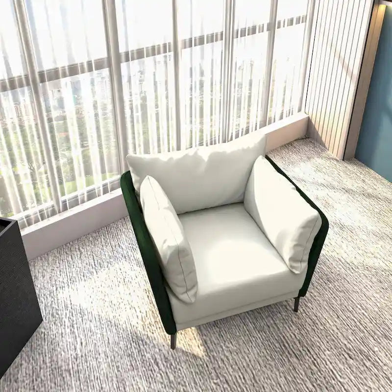 Fauteuil d'appoint moderne Luxify en cuir PU rembourré avec pieds en métal pour le salon