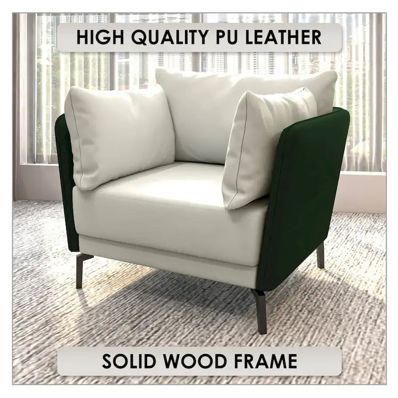 Fauteuil d'appoint moderne Luxify en cuir PU rembourré avec pieds en métal pour le salon