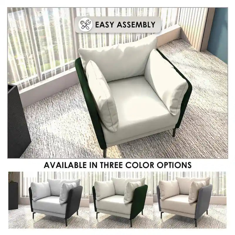 Fauteuil d'appoint moderne Luxify en cuir PU rembourré avec pieds en métal pour le salon