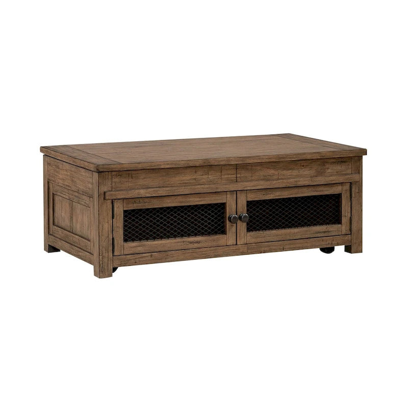 Table basse relevable Pinebrook Ridge, finition Toffee patiné