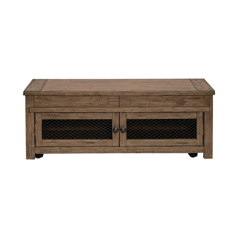 Table basse relevable Pinebrook Ridge, finition Toffee patiné