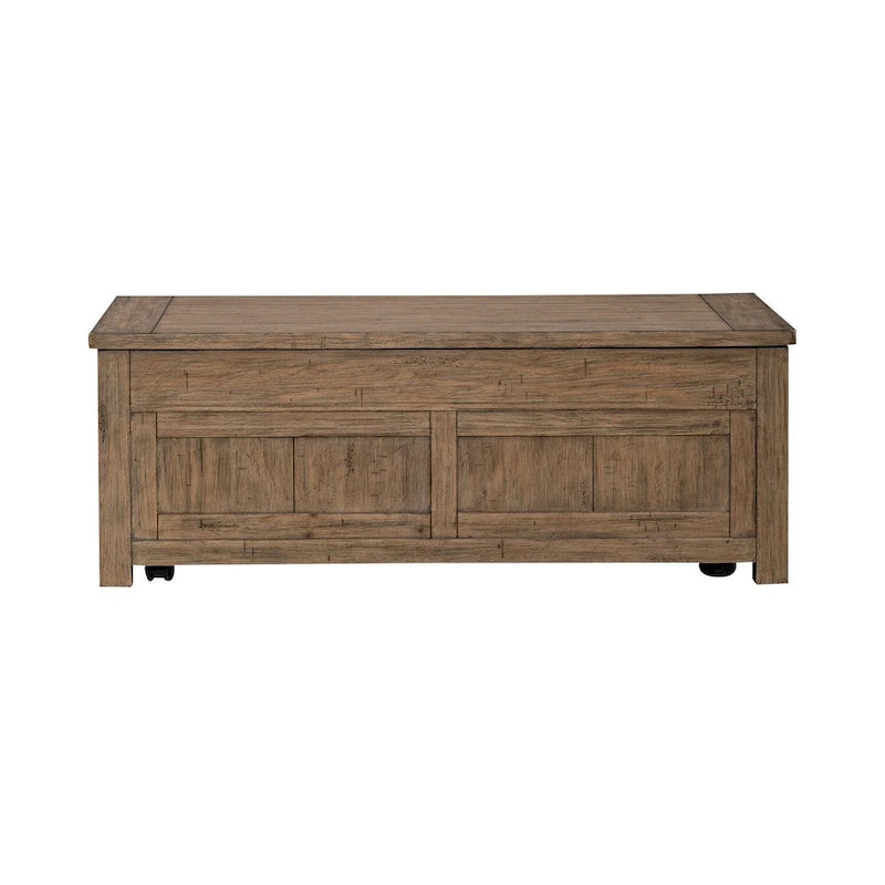 Table basse relevable Pinebrook Ridge, finition Toffee patiné