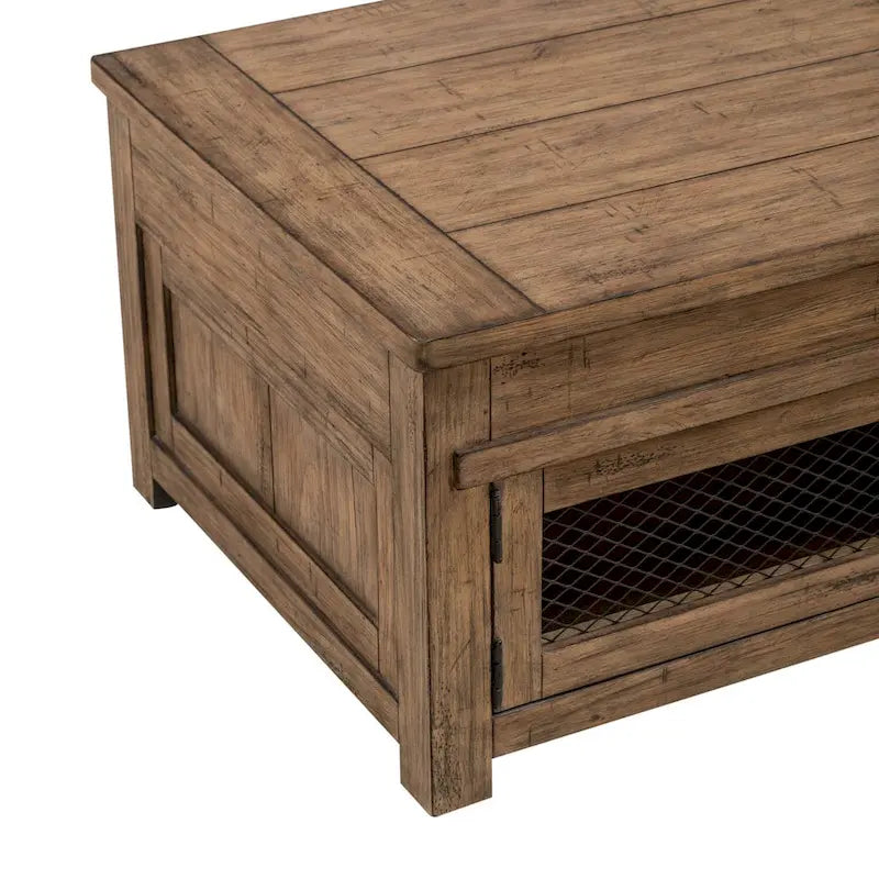 Table basse relevable Pinebrook Ridge, finition Toffee patiné