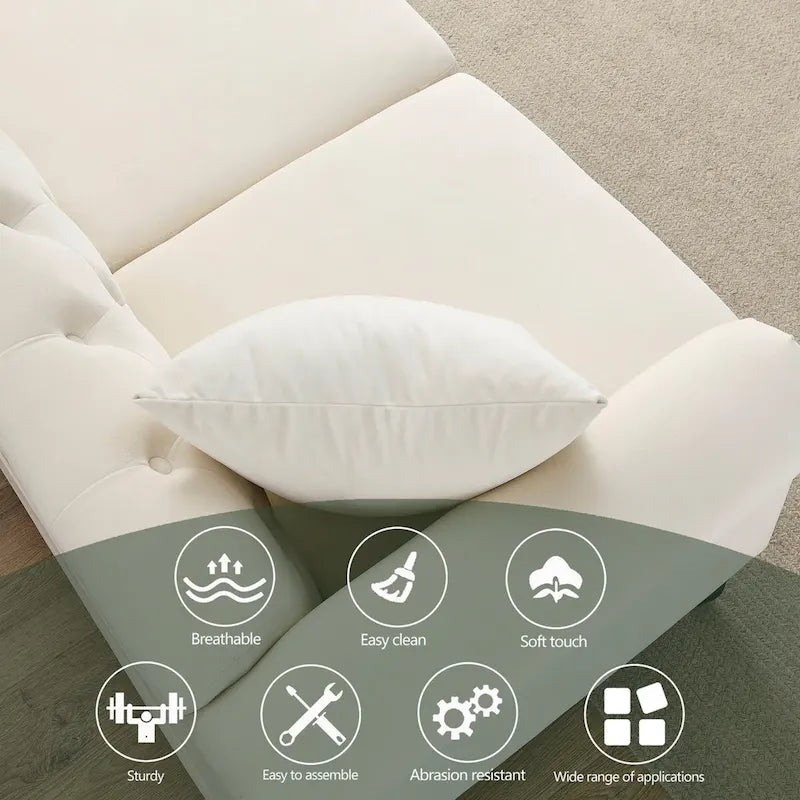 Canapé Chesterfield en velours 79'' pour salon, canapé 3 places capitonné avec accoudoirs arrondis et clous décoratifs, deux oreillers