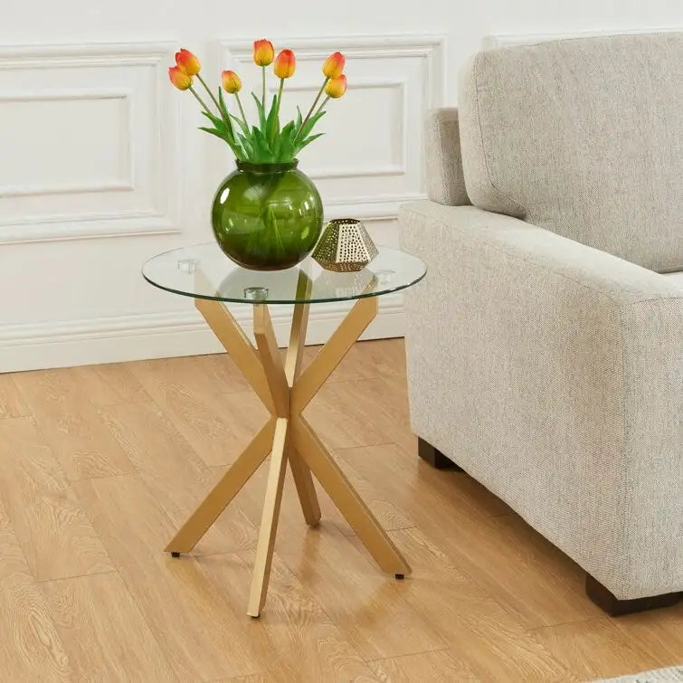 Table d'appoint avec plateau en verre de 19,7