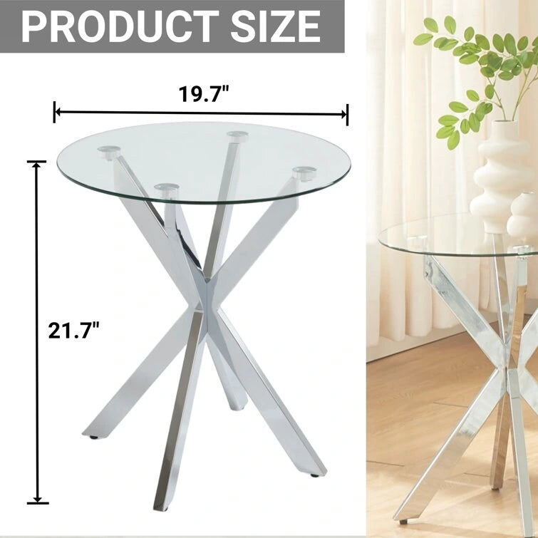 Table d'appoint avec plateau en verre de 19,7