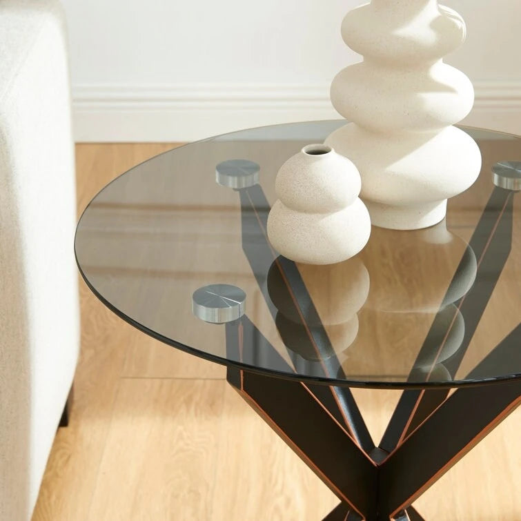 Table d'appoint avec plateau en verre de 19,7