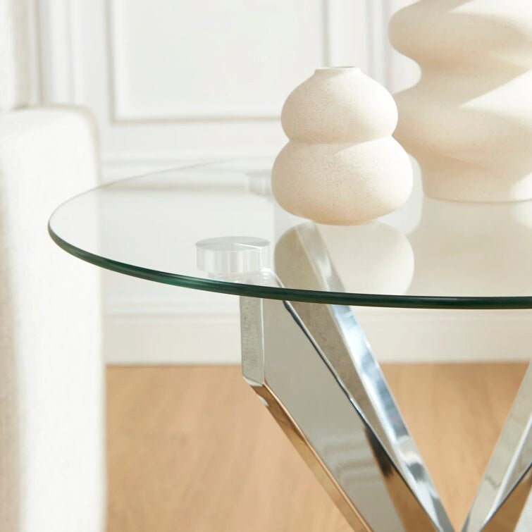 Table d'appoint avec plateau en verre de 19,7