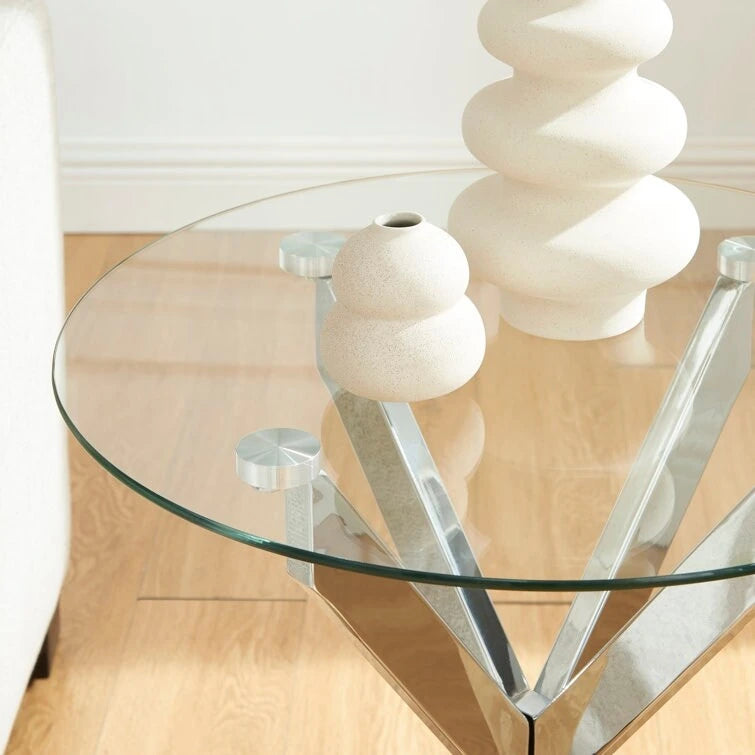 Table d'appoint avec plateau en verre de 19,7