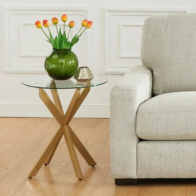 Table d'appoint avec plateau en verre de 19,7