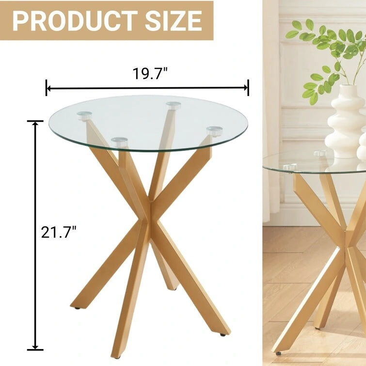 Table d'appoint avec plateau en verre de 19,7