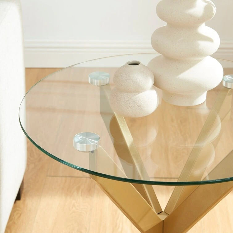 Table d'appoint avec plateau en verre de 19,7