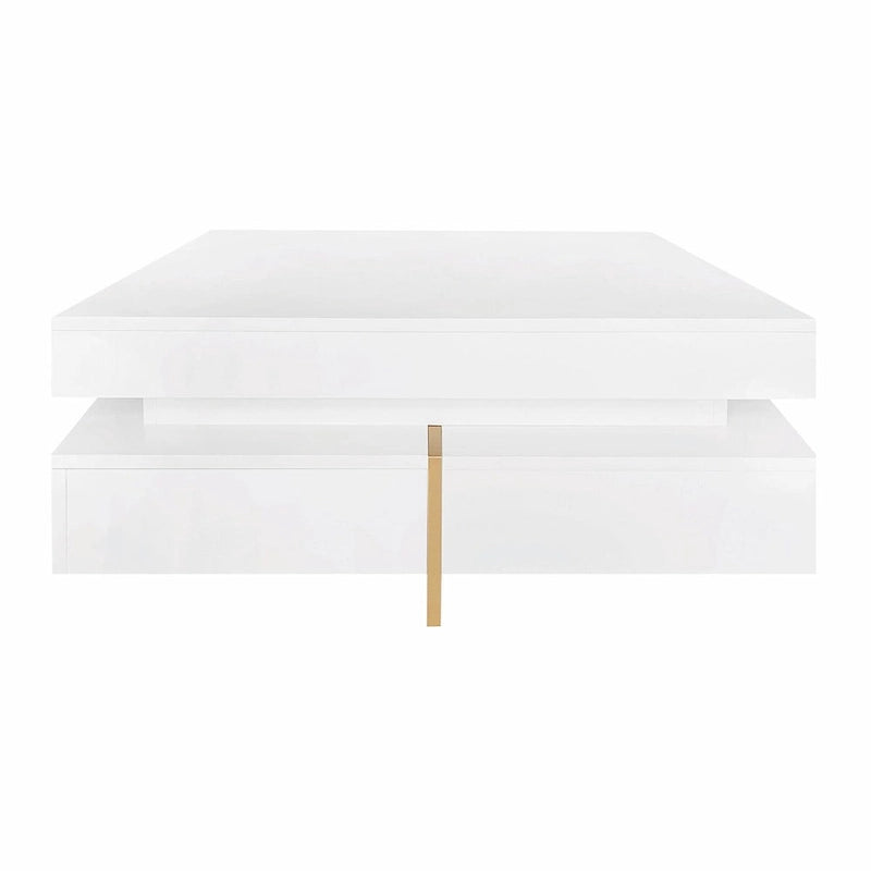 Table basse design brillante avec 4 tiroirs