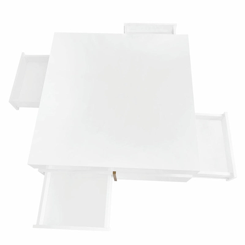 Table basse design brillante avec 4 tiroirs
