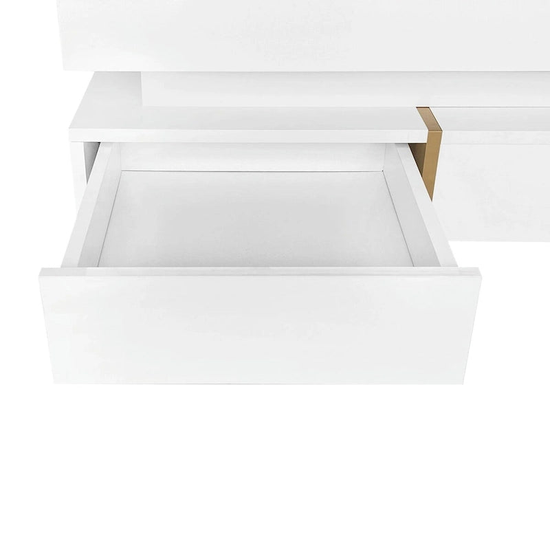 Table basse design brillante avec 4 tiroirs