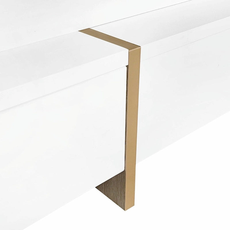 Table basse design brillante avec 4 tiroirs