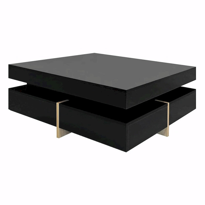 Table basse design brillante avec 4 tiroirs